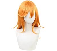 Love Live Liella Kanon Shibuya Cosplay Wig Long Straight Orange Hair with Bangs for Women