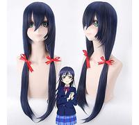 Love Live Sonoda Umi Long Cosplay Wigs LoveLive Cosplay Black Blue Mix Wig Heat Resistant Synthetic Hair ZF80CM
