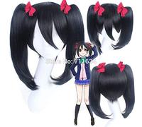 Love live ! Yazawa Niko black anime cosplay wig chip ponytails synthetic hair Heat resistance fibre + Wig cap Love live black