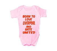 Love Liverpool Hate United~ Babygrow~Babies Gift Boy/Girl Vest Babies Clothing 0-3 pink