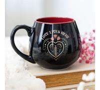 Love Lives Here Folk Heart Mug - 500Ml Ceramic Coffee & Tea Cup