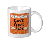 Love Lives Here On Orange Bow Ceramic Cup, Elegant Coffee Mug Tee Drinkware Water Cup for Home Office 11oz