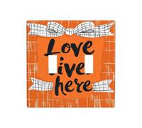 Love Lives Here On Orange Bow Double Gang Toggle Light Cover Wall Plate Switch Decor Standard Size - 11.4x11.4cm