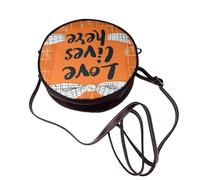 Love Lives Here On Orange Bow Women Round Crossbody Bags Leather Sling Bag Purse