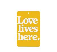Love Lives Here On Yellow Car Air Fresheners 4 Pcs Hanging Scented Cards Fragrance Scented Cards For Car Aromatherapy Tablets