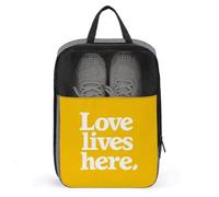 Love Lives Here on Yellow Shoe Bag for Travel Daily Use Anti-dust Storage Carrier Golf Shoe Pouch
