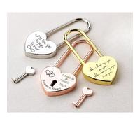 Love Locks Engraved Personalized,Two Hearts Locked Together Forever,Heart Lock,Custom Love Padlock with Key,Anniversary Wedding Gfits for Couple Boyfriend (Silver)