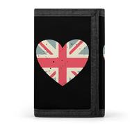 Love London UK Heart Flag Trifold Men's Wallets with 8 Card Slots & Key Hook Slim Travel Purse Money Clip