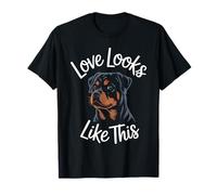 Love Looks Like This Rottweiler Dog Lover Men Women Kids T-Shirt