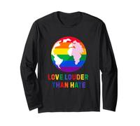 Love Louder Than Hate Rainbow Earth Equality Long Sleeve T-Shirt