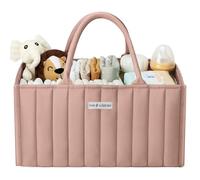 love & lullabies Nappy Caddy Organiser, Stylish Baby Basket, Diaper Storage, Newborn Essentials, Baby Shower List Gift (Blush Pink)
