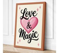 Love & Magic Typography Canvas Wall Art Print 24x16 Inch