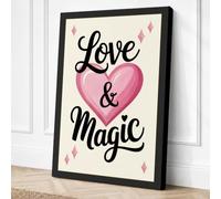 Love & Magic Typography Canvas Wall Art Print 30x20 Inch