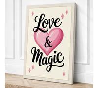 Love & Magic Typography Canvas Wall Art Print 36x24 Inch