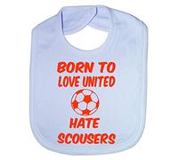 Love Man United Hate Scousers- Funny Baby/Toddler/Newborn Bibs - Baby Gift blue