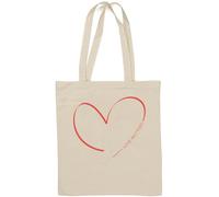 Love Matters Red Love Heart Line Art Natural Cotton Tote Bag White