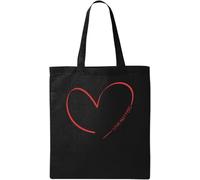 Love Matters Red Love Heart Line Art Natural Ecological Cotton Tote Bag Black