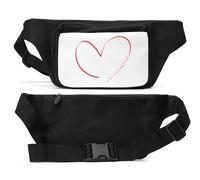 Love Matters Red Love Heart Line Art Unisex Waist Bag Black