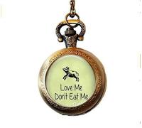 Love Me Don't Eat Me = Vegetarian Vegan Jewelry - Animal activism pendant necklace - animal rights Pocket Watch Necklace - be kind to animals jewelry