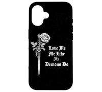 Love Me Like My Demons Do Gothic Grunge Occult Rose Dagger Case for iPhone 16