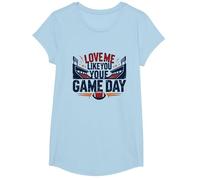 Love Me Like You Love Game Day Football Fan Passion T-Shirt, Girls, Baby Blue, Medium