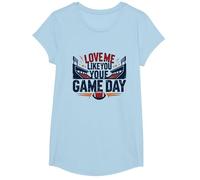 Love Me Like You Love Game Day Football Fan Passion T-Shirt, Girls, Baby Blue, XS
