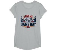 Love Me Like You Love Game Day Football Fan Passion T-Shirt, Girls, Heather Grey, Small
