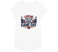 Love Me Like You Love Game Day Football Fan Passion T-Shirt, Girls, White, XS