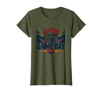 Love Me Like You Love Game Day Football Fan Passion T-Shirt, Women, Olive, XS