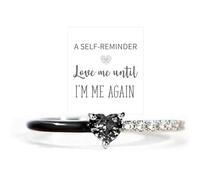Love Me Until I'M Me Again Black Heart-Cut Half Enamel Ring,Heart Rings Promise Self Love Rings Adjustable Heart Rings Jewelry Birthday Gifts for Women Friends Wife, Metal, No Gemstone