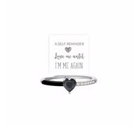 Love Me Until I'm Me Again Black Heart Cut Half Enamel Rings for Women Heart Rings Self Loving Ring Jewelry Birthday Gift for Women Daughter Best Friends, Copper, No Gemstone