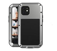 LOVE MEI for iPhone 12 Case,Outdoor Sports Military Heavy Duty Tank Metal Cover Waterproof Shockproof Dustproof Full Body Protective Case with Built in Glass Tempered Screen Protector (Silver)