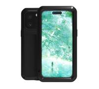 LOVE MEI for iPhone 16 Pro Max (6.9) Metal Case, Heavy Duty Metal Military Grade Shockproof Dustproof Full Body Case with Built in Tempered Glass Screen Protector for iPhone 16 Pro Max (Black)