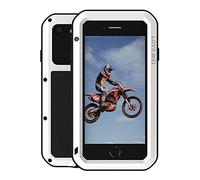LOVE MEI for iPhone SE 3 2022 Case, Outdoor Heavy Duty Military Bumper Aluminum Metal Shockproof Dustproof Full Body Protection Case with Tempered Glass for iPhone SE 2022 (3rd Gen) (White)