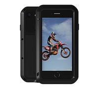 LOVE MEI for iPhone SE 3 2022 Case, Outdoor Heavy Duty Military Bumper Aluminum Metal Shockproof Dustproof Full Body Protection Case with Tempered Glass for iPhone SE 2022 (3rd Gen) (Black)