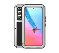LOVE MEI for Samsung Galaxy S22 (6.1'') Case,Outdoor Sports Military Heavy Duty Metal Cover Shockproof Dustproof Full Body Protective Case with Built in Tempered Glass Screen Protector (S22, Silver)