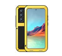LOVE MEI for Samsung Galaxy S22 Ultra Case,Outdoor Sports Military Heavy Duty Metal Cover Shockproof Dustproof Full Body Protective Case [Without Screen Protector] (S22 Ultra, Yellow)