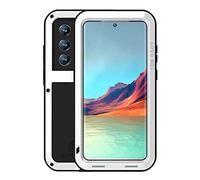LOVE MEI for Samsung Galaxy S22 Ultra Metal Case, Outdoor Heavy Duty Rugged Aluminum Metal Military Bumper Shockproof Protection Case [Without Tempered Glass] for Samsung Galaxy S22 Ultra 5G (White)