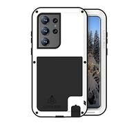 LOVE MEI for Samsung Galaxy S23 Ultra Metal Case, Outdoor Heavy Duty Rugged Aluminum Metal Military Bumper Shockproof Protection Case [Without Tempered Glass] for Samsung Galaxy S23 Ultra 5G (White)