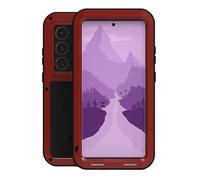 LOVE MEI for Samsung Galaxy S24 Ultra Metal Case, Outdoor Heavy Duty Rugged Aluminum Metal Military Bumper Shockproof Protection Case [Without Tempered Glass] for Samsung Galaxy S24 Ultra 5G (Red)