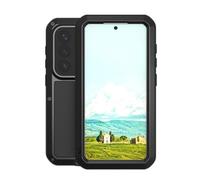 LOVE MEI for Samsung Galaxy S26 Metal Case, Heavy Duty Military Grade Rugged Cover Shockproof Dustproof Full Body Case with Built in Tempered Glass Screen Protector (Black, S26)