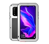 LOVE MEI Huawei P30 Lite Metal Case,Outdoor Armor Tank Waterproof Shockproof Dust/Dirt/Snow Proof Hybrid Heavy Duty Aluminum Metal Case Cover for Huawei P30 Lite with Tempered Glass (Silver)