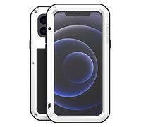 LOVE MEI Phone Case for iPhone 12 Mini 5.4 Inch, Heavy Duty Outdoor Sports Shockproof Waterproof Dustproof Cover Hybrid Tough Rugged Metal Hard Case with Tempered Glass for iPhone 12 Mini (White)