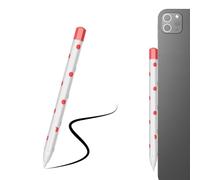LOVE MEI Polka Dot Silicone Case Compatible with Apple Pencil 2nd Generation, Soft Anti-Slip Protective Sleeve Cover for iPencil 2 Gen, Cute Pink Dots Stylus Pen Skin Grip Holder Accessories (Red)