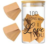 Love Memory Jar for Notes,Anniversary Couples Gifts for Boyfriend Girlfriend Husband Wife Christmas Gifts Reasons Why I Love You Jar for Anniversary Engagement Bridal Wedding Registry-Brown