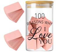 Love Memory Jar for Notes,Anniversary Couples Gifts for Boyfriend Girlfriend Husband Wife Christmas Gifts Reasons Why I Love You Jar for Anniversary Engagement Bridal Wedding Registry-Pink