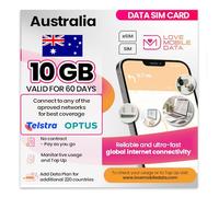 Love Mobile Data Only Sim Card - International Multi-Network 4G/5G Prepaid Pay As You Go Data Sim for Mobile Phones, WiFi Routers, & More, Australia (Telstra & Optus) - 10GB for 60 Days