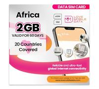 Love Mobile Data Only Sim Card - International Multi-Network 4G/5G Prepaid Pay As You Go Data Sim for Mobile Phones, WiFi Routers, Africa (20 countries) & UK - 2GB for 60 Days