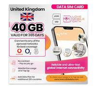 Love Mobile Data Only Sim Card - International Multi-Network 4G/5G Prepaid Pay As You Go Data Sim for Mobile Phones, WiFi Routers, United Kingdom (O2, Three & Vodafone) - 40GB for 365 Days