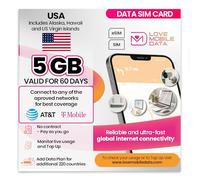 Love Mobile Data Only Sim Card - International Multi-Network 4G/5G Prepaid Pay As You Go Data Sim for Mobile Phones, WiFi Routers, & More, UK & USA (Alaska, Hawaii, US Virgin Islands) - 5GB 60 Days